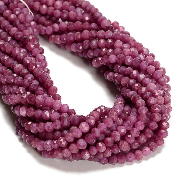 Purple Tourmaline Color Dyed Jade Faceted Rondelle Beads Size 5x6mm 15.5''Strand