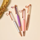 Metal Ballpoint Crystal Pens With Clover Charm and Gemstone Chips