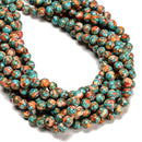 Natural Spiny Oyster Mohave Copper Turquoise Round Beads 6mm 8mm 10mm 16" Strand