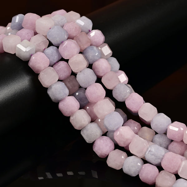 Morganite Color Dyed Jade Faceted Cube Beads Size 10mm 15.5'' Strand