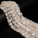 Natural Clear Quartz Faceted Flat Square Shape Beads Size 10mm 15.5" Strand