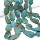 Natural Turquoise Graduated Faceted Teardrop Beads 14x22 to 22x35mm 16'' Strand