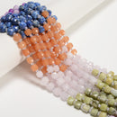 12 Gradient Multi-color Gemstone Faceted Cube Beads Size 6-7mm 15" Strand