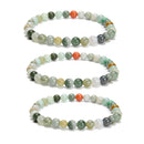 Natural Multi Color Jade Smooth Round Beaded Bracelet 6mm 7.5'' Length 3 PCS/Set