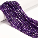 Natural Amethyst Faceted Rondelle Beads Size 4x6mm 6x8mm 14.5'' Strand