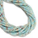 Natural Blue Agalmatolite Smooth Rondelle Wheel Beads Size 4x5mm 15.5" Strand