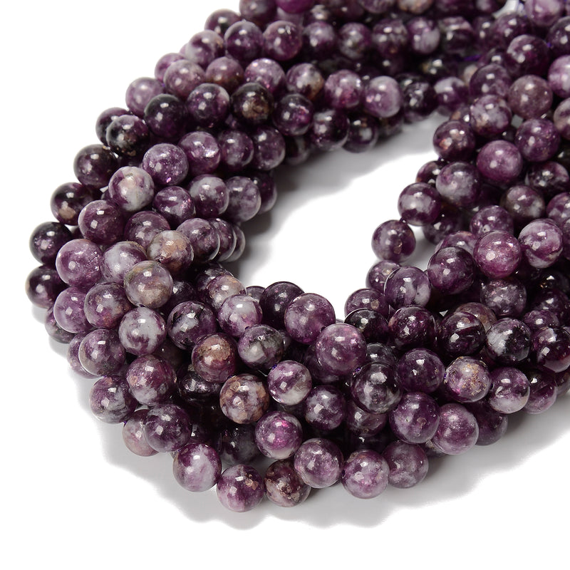 Grade A Natural Purple Mica Smooth Round Beads Size 8mm 10mm 15.5'' Strand