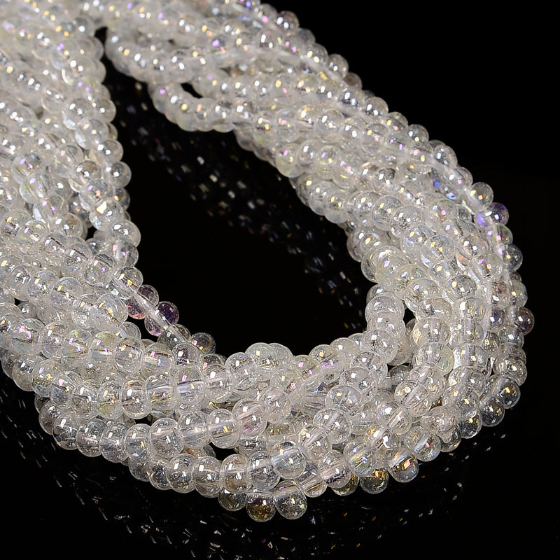 Clear AB Crystal Glass Off Center Drilled Rondelle Beads Size 4x6mm 15.5''Strand