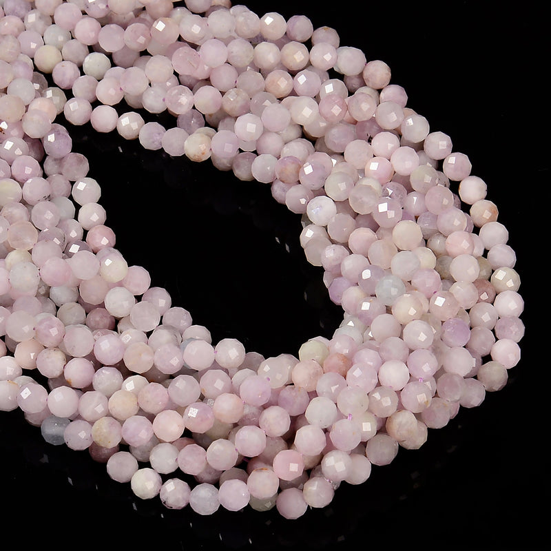 Natural Kunzite Faceted Round Beads Size 6mm 15.5'' Strand