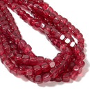 Ruby Red Color Dyed Jade Smooth Cube Beads Size 6-7mm 15.5'' Strand