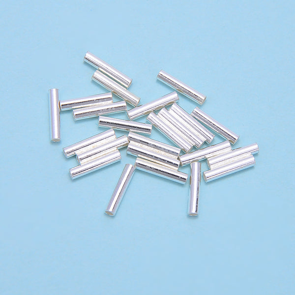 925 Sterling Silver Cylinder Tube Beads Size 2x10mm 20 Pieces Per Bag