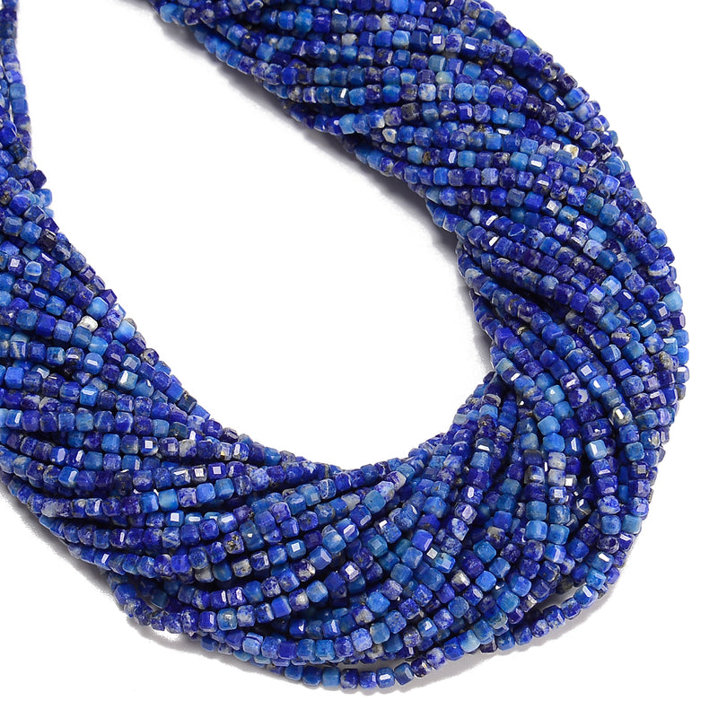 Natural Lapis Lazuli Faceted Rubik's Cube Beads Size 2mm 15.5'' Strand