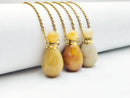 Natural Stone Essential Oil Necklace Perfume Bottle Smooth Round & Gold Chain