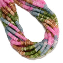 Gradient Multi-color Dyed Jade Smooth Rondelle Beads Size 2x6mm 15.5" Strand