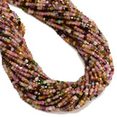 Natural Multi-color Tourmaline Faceted Cube Beads Size 3mm 15.5" Strand