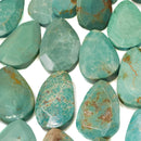 Natural Turquoise Graduated Faceted Teardrop Beads 12x20 to 20x32mm 16'' Strand
