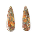 Orange Sea Sediment Jasper Pendant Earrings Teardrop Shape 18x60mm Sold Per Pair