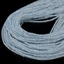 Natural Aquamarine Faceted Rondelle Beads Size 1.5x2mm 15.5'' Strand