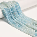 Natural Gradient Aquamarine Smooth Round Beads Size 6mm 10mm 15.5" Strand