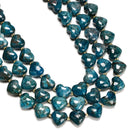 Natural Blue Apatite Top Drilled Heart Shape Beads Size 14-15mm 15.5" Strand