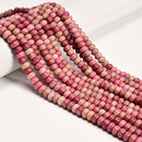 Natural Pink Petrified Rhodonite Smooth Rondelle Beads Size 5x8mm 15.5'' Strand