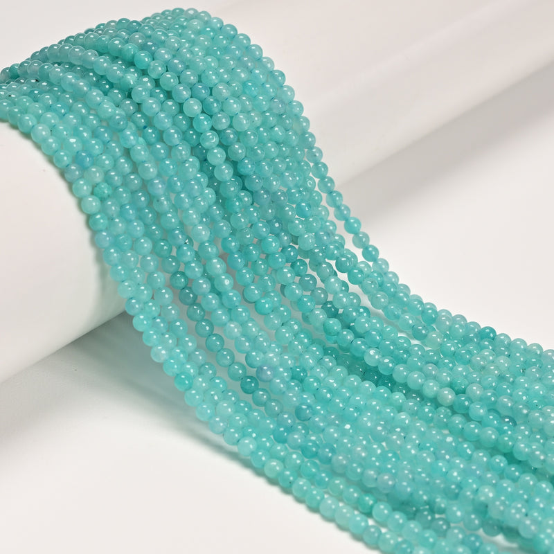 Natural Green Amazonite Smooth Round Beads Size 3mm 4mm 15.5" Strand