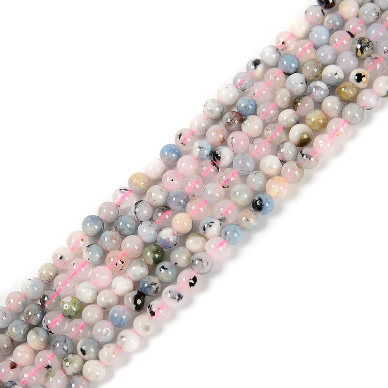 Natural Multi-color Morganite Smooth Round Beads Size 4-5mm 15.5'' Strand