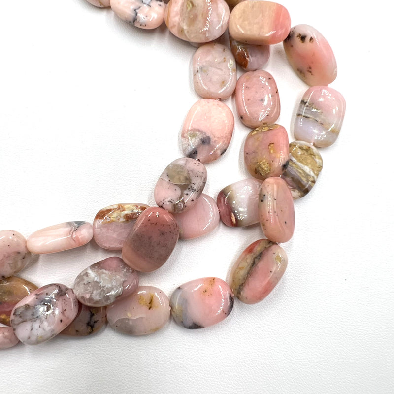 Natural Pink Opal Smooth Irregular Oval Shape Beads Size 13x18mm 15.5" Strand