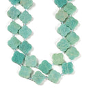 Natural Blue Green Amazonite Four Clover Leaf Beads Size 18mm 15.5'' Strand