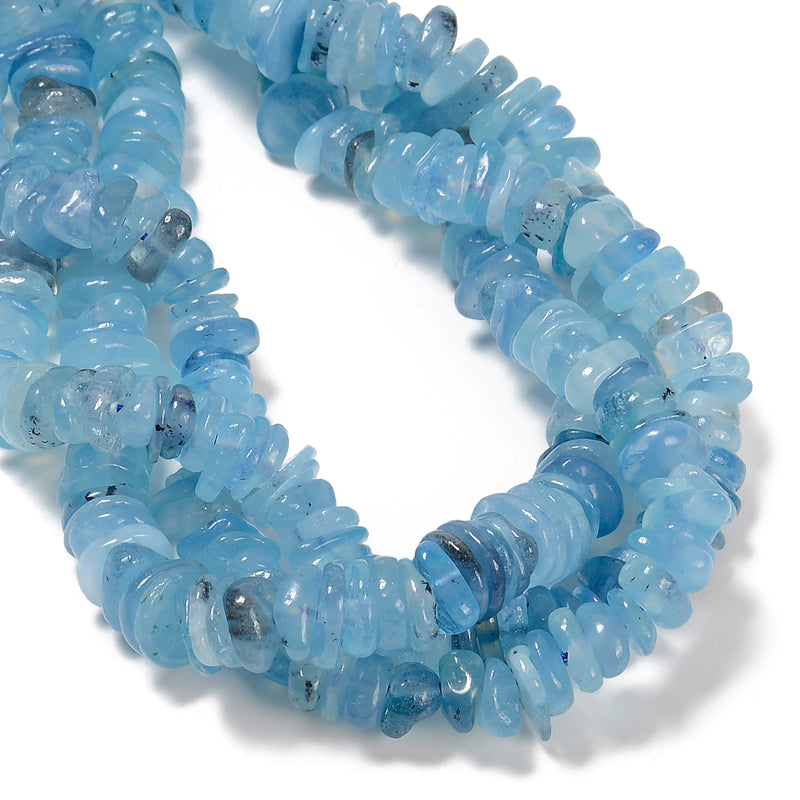 Dark Blue Aquamarine Center Drill Pebble Nugget Chips Beads 10-12mm 15.5'' Strd