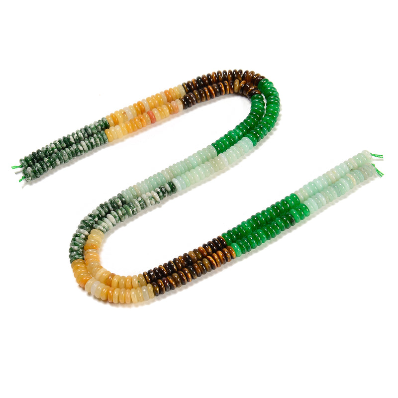 06-Multi-color Gemstone Smooth Rondelle Beads Size 2x6mm 15.5'' Strand