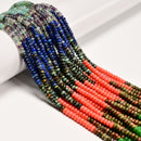 10 Multi-color Gemstone Smooth Rondelle Beads Size 2x4mm 15.5" Strand