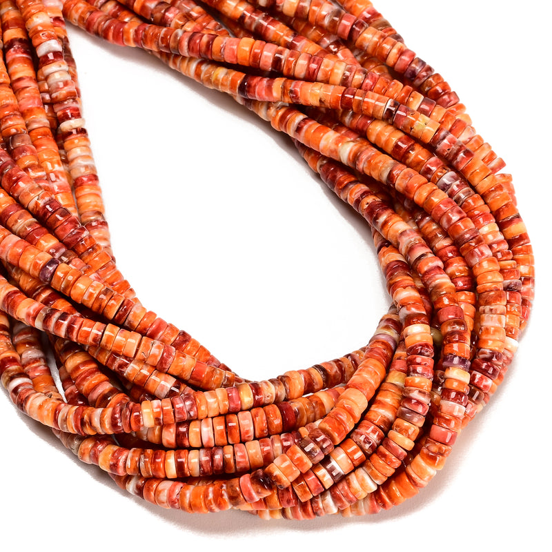 Natural Spiny Oyster Heishi Disc Beads Size 2x5mm 3x6mm 16" Strand