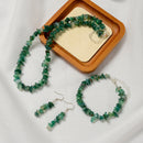 Green Agate Chips Beads Size 5-8mm Jewelry Set Earrings Bracelet Necklace