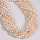 Natural White Fresh Water Pearl Off Round Potato Beads Size 6-7mm 14.5" Strand