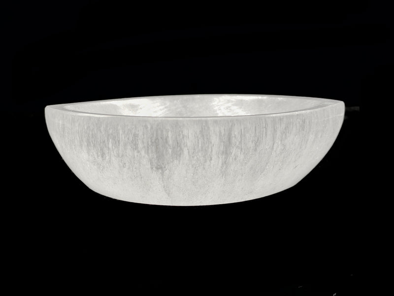 Natural Selenite Crystal Eye Shape Charging Energy Bowl Size 3.25x4.25" Inches