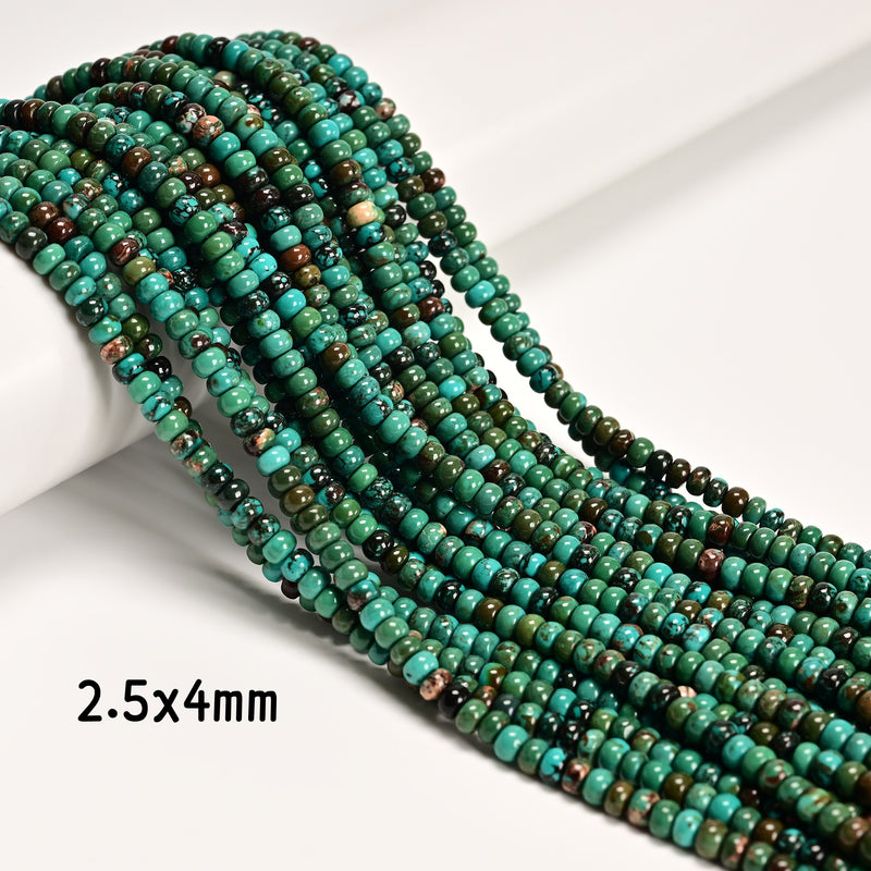 Blue Green Turquoise Smooth Rondelle Beads Size 2.5x4mm 3x6mm 5x8mm 15.5''Strand