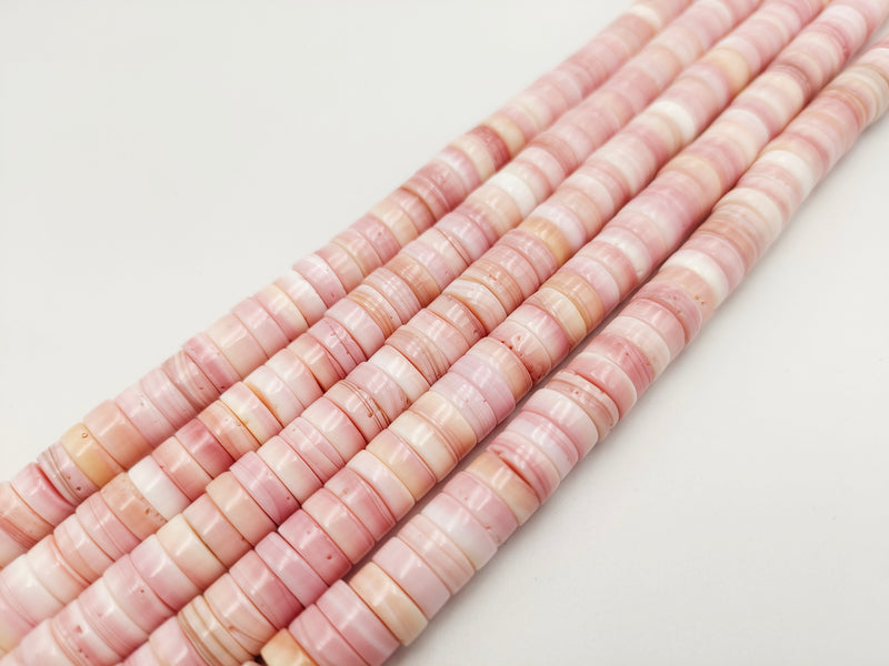 Pink Queen Conch Shell Heishi Disc Beads Size 3x8mm 3x10mm 15.5'' Strand