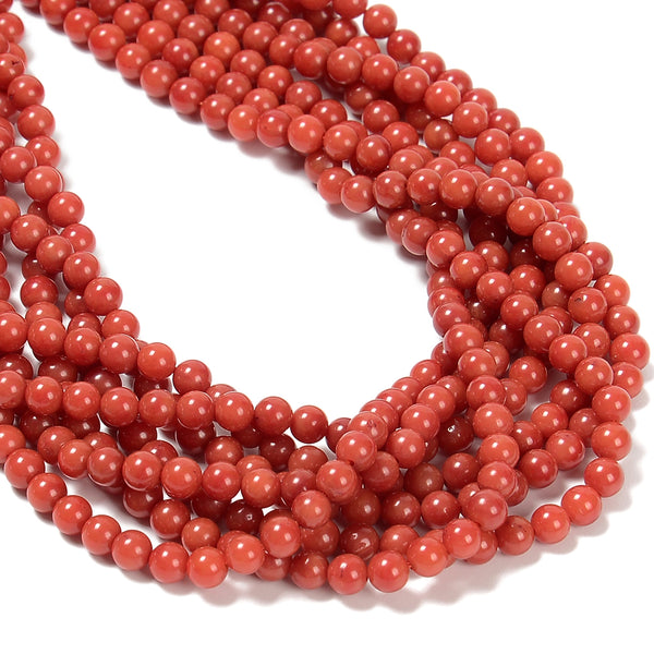 Sardinia Bamboo Coral Smooth Round Beads Size 4mm 15.5'' Strand