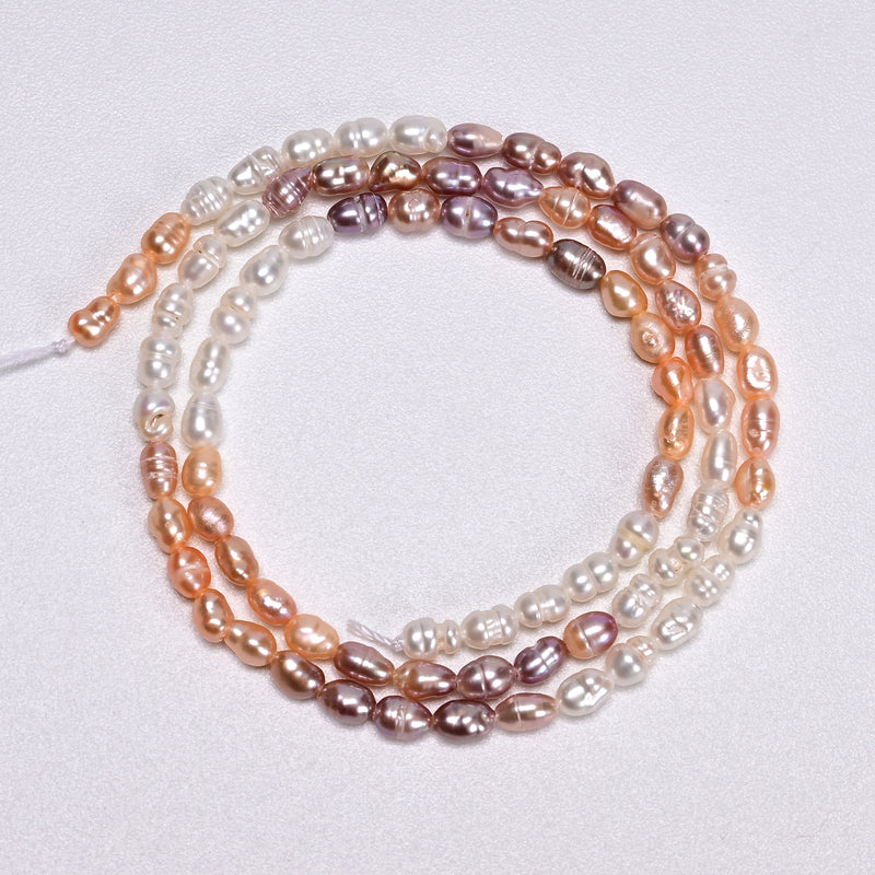 Gradient Natural Fresh Water Pearl Rice Shape Beads Size 3-3.3x4-4.5mm 14"Strand