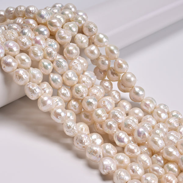 Natural White Fresh Water Pearl Baroque Drop Shape Beads 8-9x11-12mm 15.5" Strd