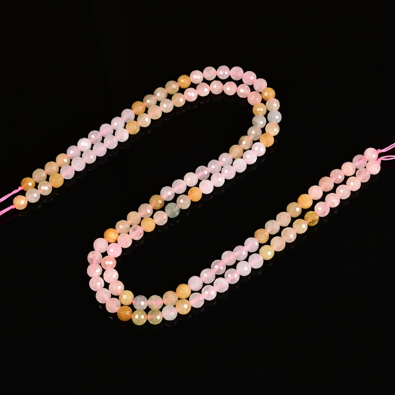 Gradient Natural Morganite Faceted Round Beads Size 6mm 8mm Size 15.5" Strand