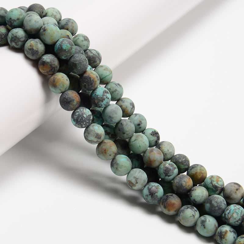 African Turquoise Matte Round Beads 4mm 6mm 8mm 10mm 12mm 15.5" Strand