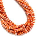 Natural Orange Red Spiny Oyster Smooth Rondelle Beads Size 5x6mm 16" Strand