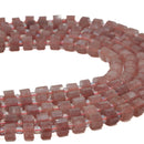 Natural Strawberry Quartz Faceted Rondelle Wheel Disc Beads 6x8mm 15.5'' Strand