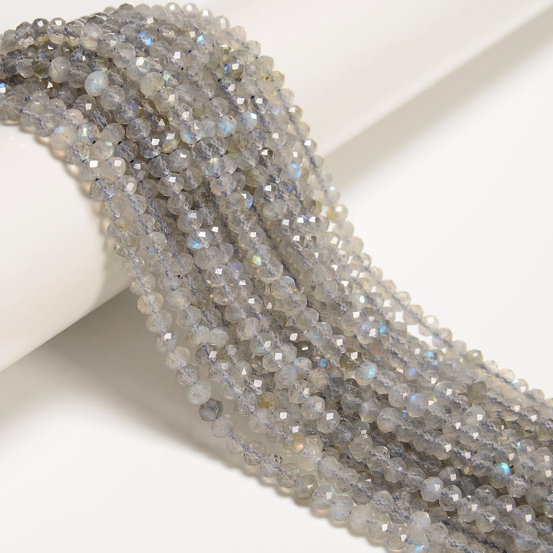 Natural Labradorite Faceted Rondelle Beads Size 3x4mm 15.5" Strand