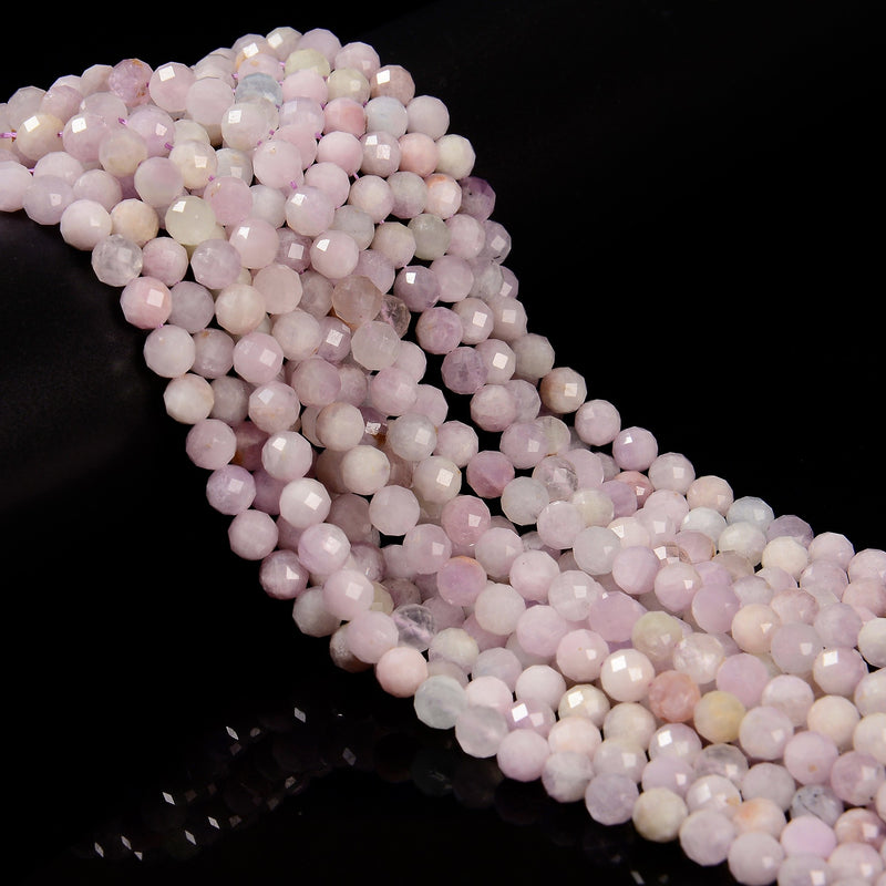 Natural Kunzite Faceted Round Beads Size 6mm 15.5'' Strand