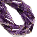 Natural Amethyst Faceted Rectangle Irregular Tube Beads 6-7x18-30mm 15.5" Strand