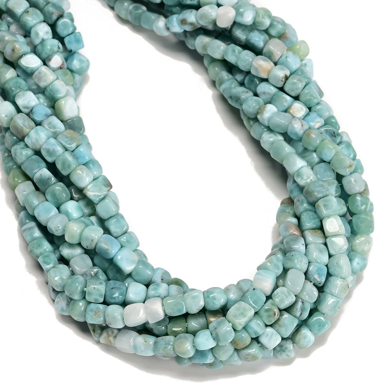 Natural Larimar Irregular Cube Nugget Beads Size 5-6mm 15.5" Strand