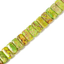 Green Sea Sediment Jasper Double Drill Rectangle Beads Size 10x20mm 8'' Strand